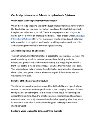 Cambridge International Schools in Hyderabad - Epistemo