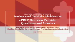 Maryland Department of Health ePREP Overview for Providers