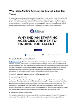 Why Indian Staffing Agencies are Key to Finding Top Talent