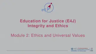 Ethics, Values, and Universal Morality