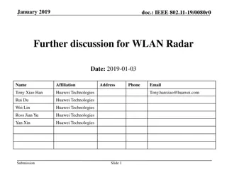 Radar Function Integration in WLAN: January 2019 Discussion