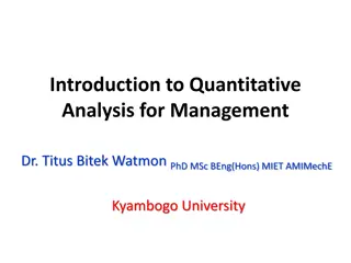 Quantitative Analysis for Decision Making in Management