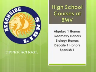 Diverse High School Courses at BMV: Algebra, Geometry, Biology, Debate, Spanish