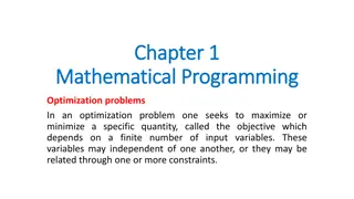 Introduction to Mathematical Programming and Optimization Problems