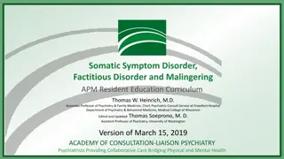 Somatic Symptom Disorder and Related Disorders