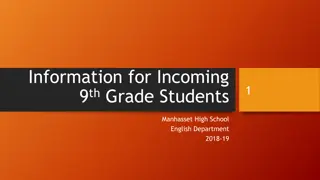 Manhasset High School 9th Grade English Department Program 2018-19