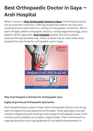 Best Orthopaedic Doctor in Gaya - Arsh Hospital