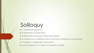 Shakespearean Soliloquies: Language and Analysis