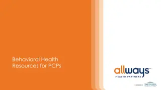 Behavioral Health Resources for Primary Care Providers (PCPs)