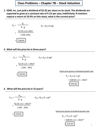 Stock Valuation Analysis and Calculations