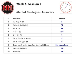 Mental Math Practice with Answers