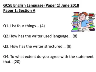 Analyzing Language and Structure in GCSE English Language Paper 1 June 2018