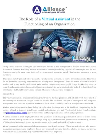 The Role of a Virtual Assistant in the Functioning of an Organization