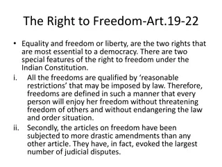 Essentials of Democracy: The Right to Freedom under the Indian Constitution