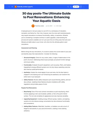 The Ultimate Guide to Pool Renovations: Enhancing Your Aquatic Oasis