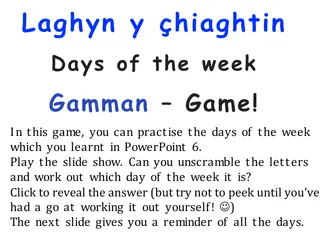 Days of the Week Unscramble Game - Practice Weekday Names!