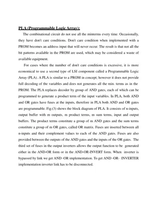 Programmable Logic Arrays (PLA)