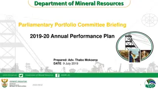 Parliamentary Portfolio Committee Briefing on 2019-20 Annual Performance Plan