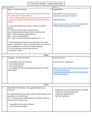 Daily Timetable - Tuesday, 9 March 2021 for 2nd Level Students