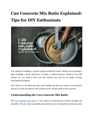 C20 Concrete Mix Ratio Explained: Tips for DIY Enthusiasts