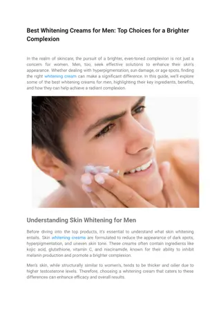 Best Whitening Creams for Men Top Choices for a Brighter Complexion