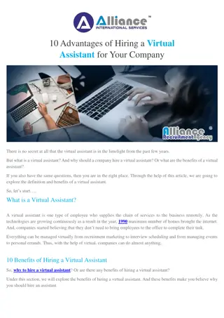 10 Advantages of Hiring a Virtual Assistant for Your Company