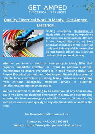 Quality Electrical Work in Manly  Get Amped Electrical