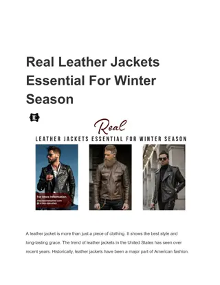 Real Leather Jackets Essential For Winter Season