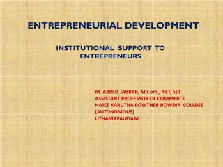 Institutional Support for Entrepreneurial Development - Overview and Objectives