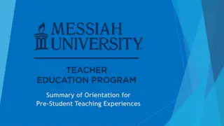 Teacher Education Program Pre-Student Teaching Overview