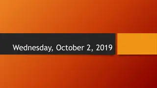 Important Information and Reminders for October 2, 2019