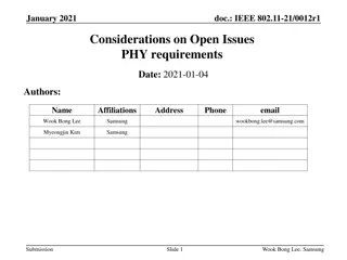 IEEE 802.11-21/0012r1 Considerations on Open Issues in PHY Requirements