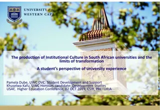 The Institutional Culture of South African Universities from a Student's Perspective