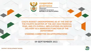 Department of Cooperative Governance and Traditional Affairs (COGTA) Budget Underspending Review