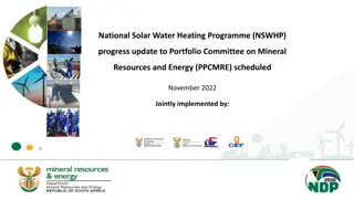 Progress Update on National Solar Water Heating Programme (NSWHP) Implementation