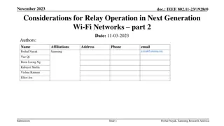 Considerations for Relay Operation in Next Generation Wi-Fi Networks