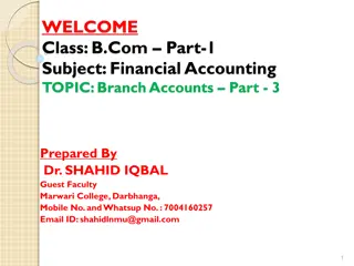 Branch Accounting Overview and Entries