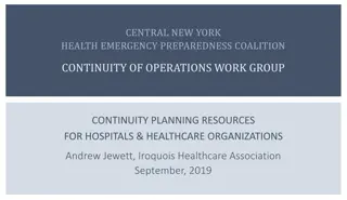 Central New York Health Emergency Preparedness Coalition Continuity of Operations Work Group