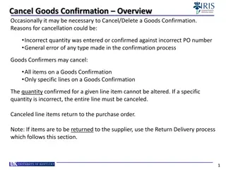 Goods Confirmation Cancellation and Return Delivery Process Overview