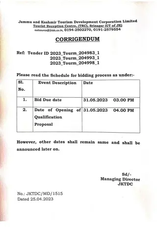 JKTDC Invitation for Development of Tourism Assets through PPP