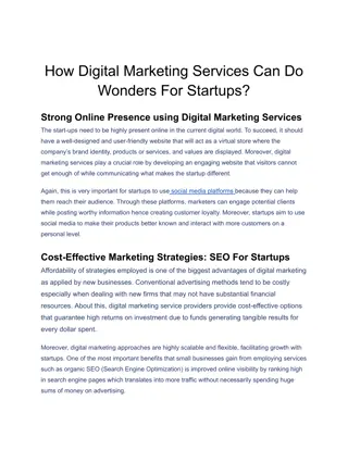 How Digital Marketing Services Can Do Wonders For Startups