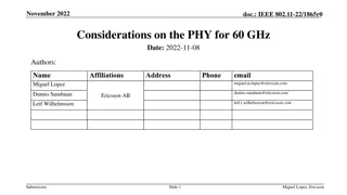 Considerations on PHY for 60 GHz in IEEE 802.11-22/1865r0 Document