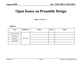 IEEE 802.11-20/1238r1 Preamble Design Open Issues