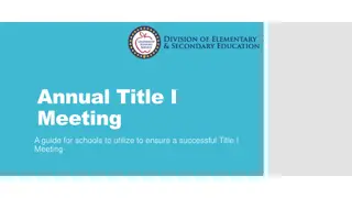 Guide for Successful Annual Title I Meeting in Schools