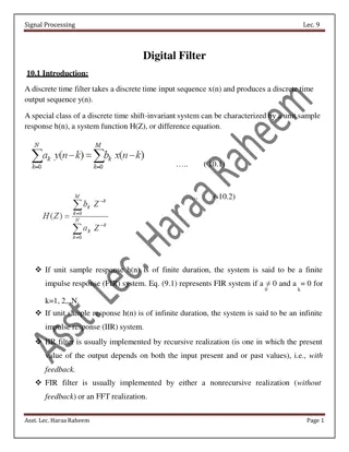 Introduction to Digital Filter Design in Signal Processing