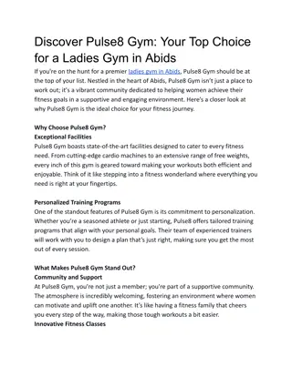 Discover Pulse8 Gym- Your Top Choice for a Ladies Gym in Abids