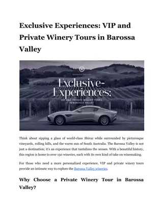 Exclusive Experiences: VIP and Private Winery Tours in Barossa Valley