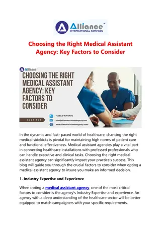 Choosing the Right Medical Assistant Agency: Key Factors to Consider