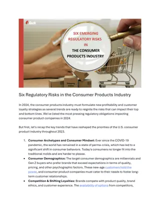 Six Regulatory Risks in the Consumer Products Industry