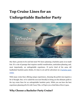 Top Cruise Lines for an Unforgettable Bachelor Party